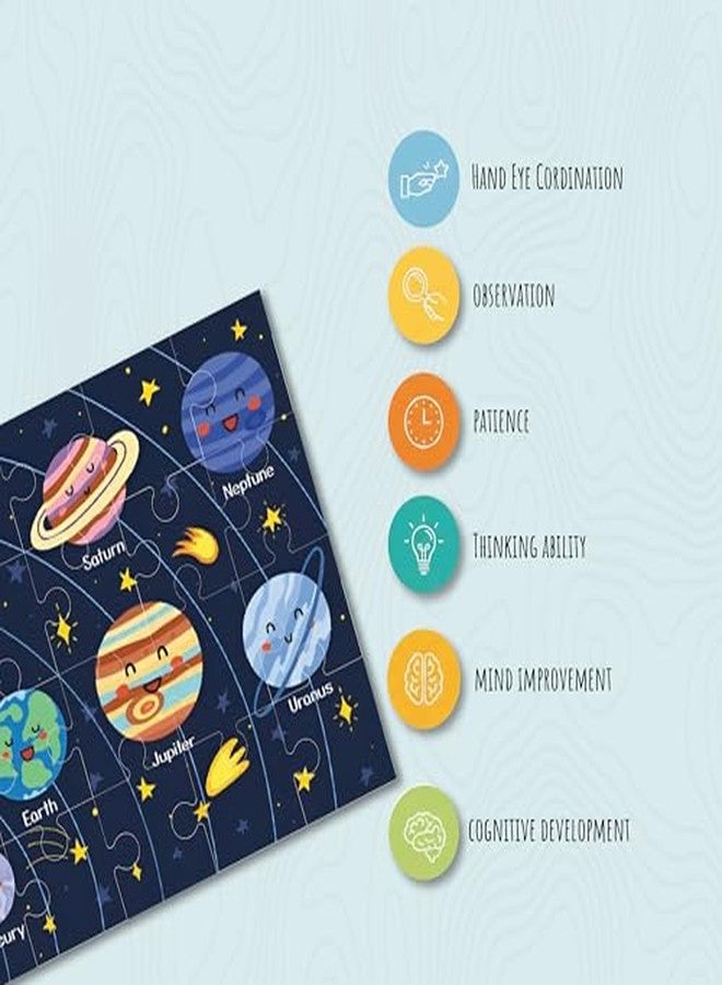 Khilonewale Space Puzzle for Kids 3+, 8x12 Educational Jigsaw with Planets, Rockets, Astronauts and City Vehicles, Learning Toy for Boys and Girls (Smiley Planet Orbits47) - Image 4